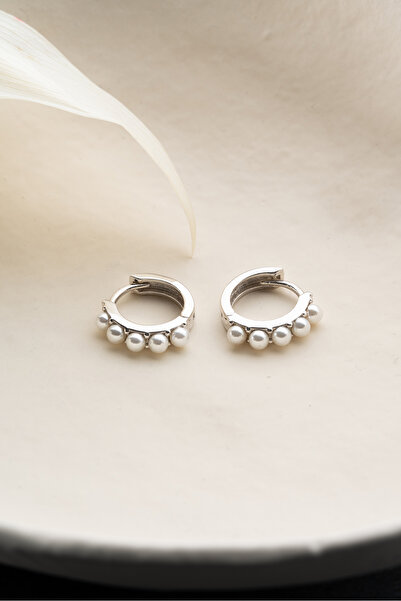 Silvano Jewelry 925 Ayar Gümüş incili Halka Küpe