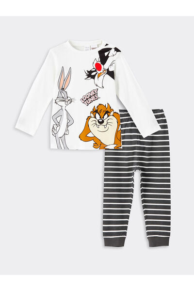 LC Waikiki LCW baby Bisiklet Yaka Bugs Bunny Baskılı Erkek Bebek Pijama Takımı