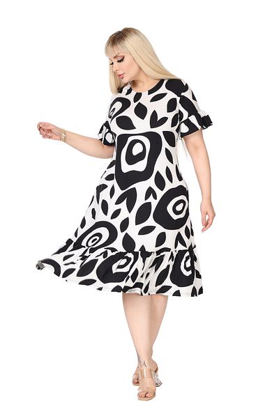 MELSAY Women's Plus Size Skirt Ruffled White Evil Eye Pattern Pocket Dress