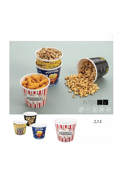 INTEREV Popcorn Box - 3-Pack Popcorn Bucket