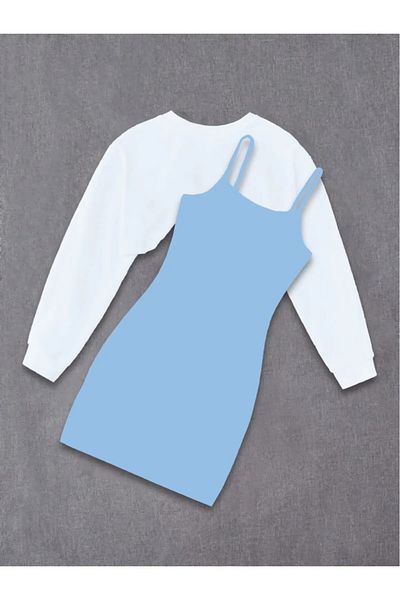npLStore Rochie imprimată Yes pentru copii și hanorac crop Combinație de 2 piese