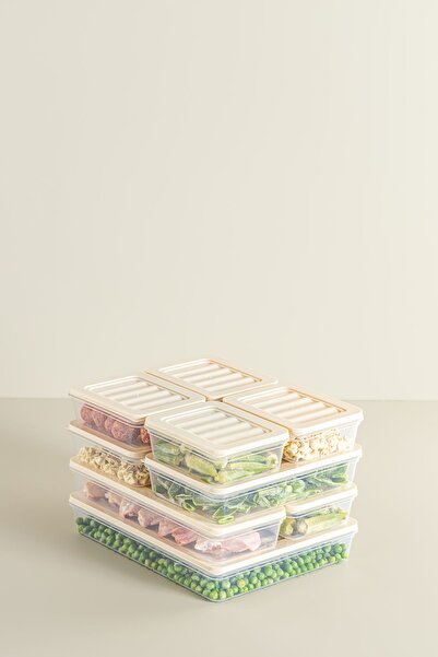 Palica Set of 9 Cream Storage Containers Suitable for Microwave and Deep Freezer - Food Storage and Organization