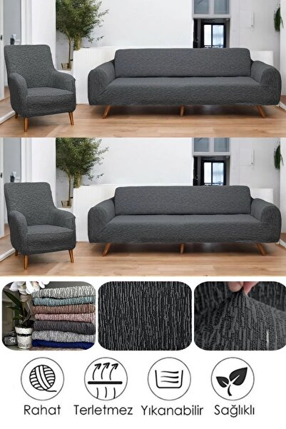 Bright Home Canapea și canapea Jacquard flexibile - Set bar cu model 3+3+1+1