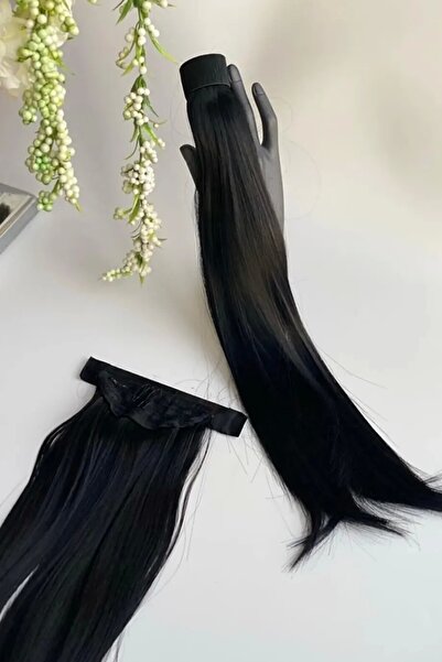 PRVT Fiber Isıya Dayanıklı Siyah At Kuyruğu Postiş Kaynak Takma Saç