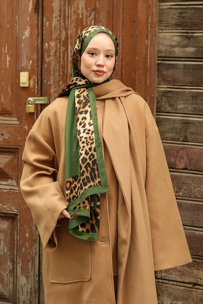Hint İpek Λαμπερό μονόχρωμο Leopard Transition Μεταξένιο Σάλι