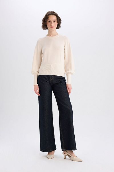 DeFacto Regular Fit Crew Neck Basic Plain Knitwear Sweater F0542Ax24Cw