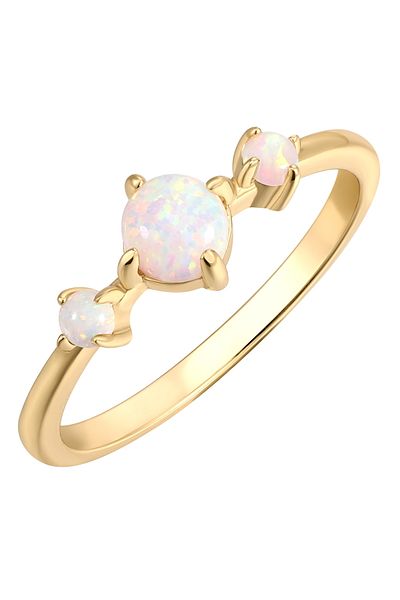 Rafaela Donata Silberring Ring Sterling Silber gelbgold Opal (synth.) weiß