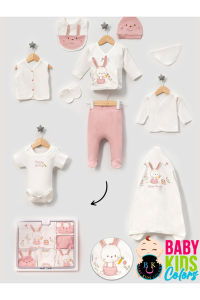 baby kids colors Kutulu-Tavşan Yenidoğan Kıyafetleri 10'lu Hastane Çıkış Setl...