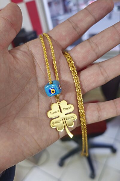 ÖZGÜR TAKI 925 Ayar Gümüş 24 Ayar Altın Kaplama Halat Zincirli Nazar Boncuklu...