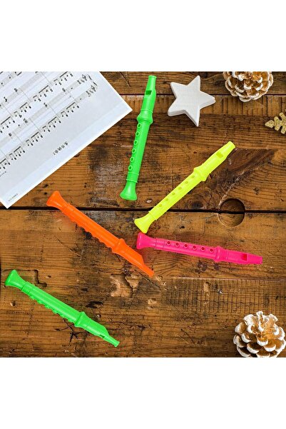 Hyd 15 Pcs Toy Colorful Plastic Mini Flute Musical Instrument 14cm Preschool Birthday Karne Gift