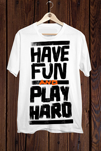 FECCY Tricou oversize din bumbac cu imprimeu „HAVE FUN AND PLAY HARD”