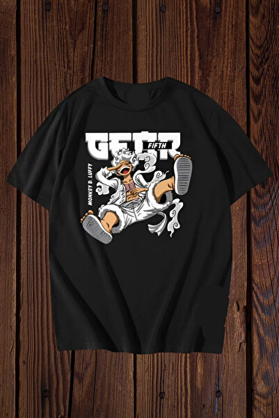 FECCY Μπλουζάκι Gear Fifth Monkey D. Luffy με στάμπα, βαμβακερό, oversized