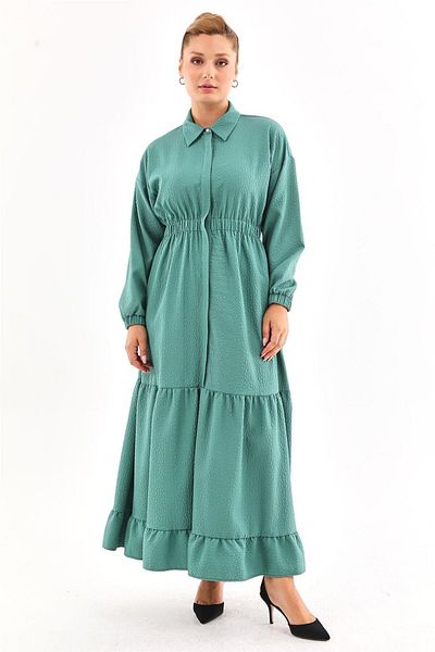 Kayra Rochie cu imprimeu în relief cu etaje Lake Green