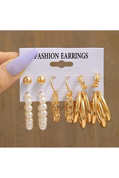 Le Manolia Accessories çoklu kombin incili halka küpe seti kadın küpe halka klipsli küpeler