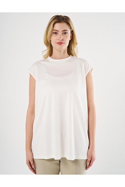 Kayra Sıfır Yaka Penye T-Shirt Optik Beyaz