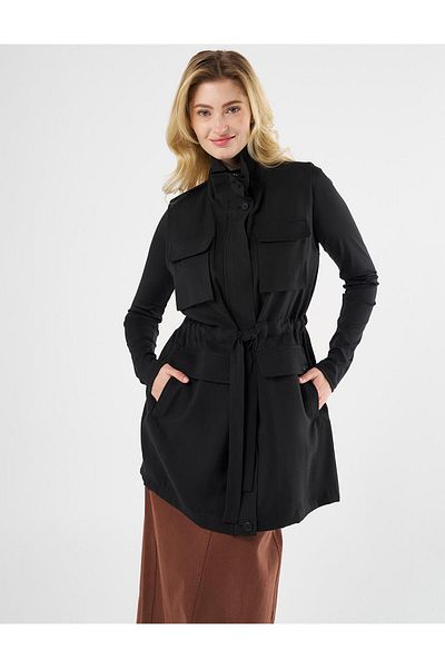 KYR Waist Drawstring Stand Collar Vest Black