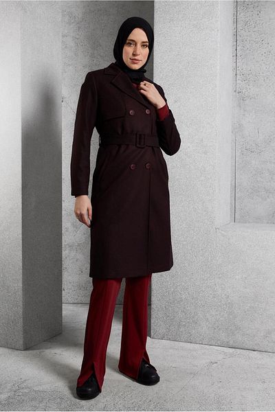 Alvina 10932 Model Belted Trench Coat