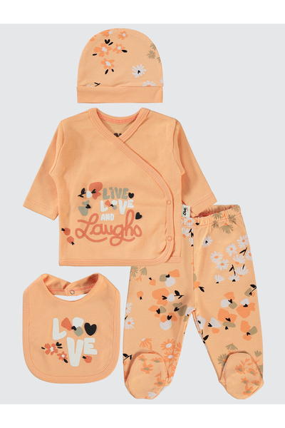 Civil Baby 4-Piece Salmon Bodysuit Set for Baby Girl