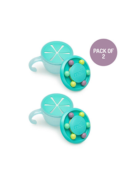 Melii علبة وجبات خفيفة من أباكوس مع مصيدة أصابع، عبوة من قطعتين باللون الفيروزي