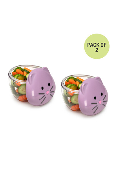 Melii علبة وجبات خفيفة على شكل قطة أرجوانية، عبوة من قطعتين