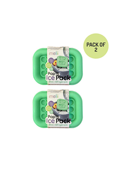 Melii عبوة ثلج من السيليكون Pop-It باللون الأخضر، عبوة من قطعتين
