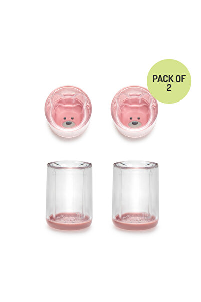 Melii كوب بلاستيكي على شكل دب وردي، عبوة من قطعتين