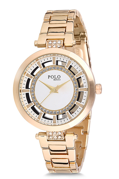 POLO Rucci Luxury Stone Metal Women's Wrist Watch Gold Color Pl-1527B1X