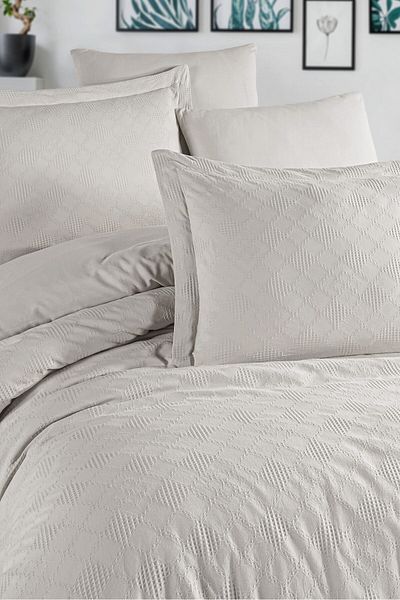 Sudem Home Collection Double Premium Jacquard Dowry Bedding Set Stone