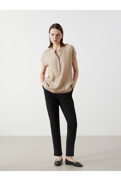 LC Waikiki Lcw Comfort Black Women's Carrot Cut Pants with Elastic Waist
