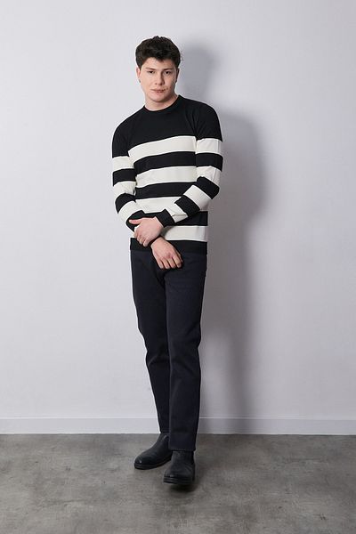 Fulla Moda Πλεκτό πουλόβερ με ριγέ Crew Neck