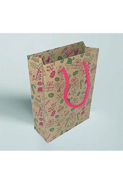 kraftpark أكياس كرتون 12x17x5 سم 10 قطع ورق كرافت 2 لون مطبوع