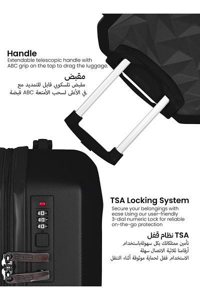 PARAJOHN مجموعة حقائب سفر كرايستون 3 قطع ABS-أسود