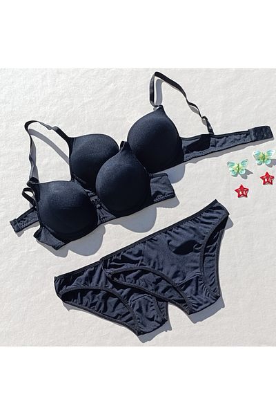 siyalife Set de lenjerie intima cu sutien și chiloți din 2 piese cu căptușeală Push Up