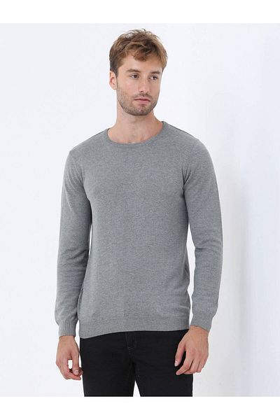 Kip Crew Neck Gray Cotton Blend Knitwear