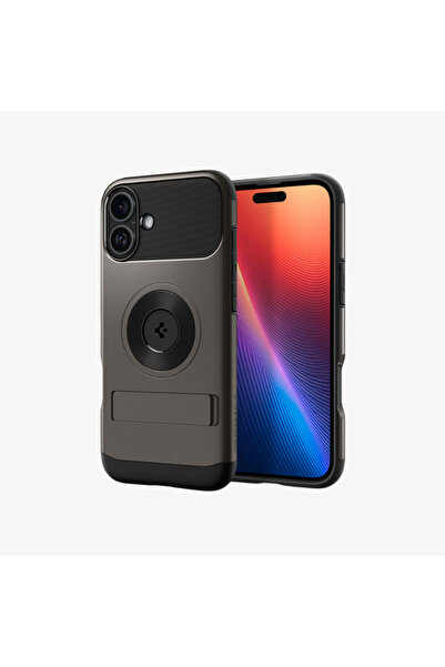 Spigen iPhone 16 Kılıf Slim Armor MagFit MagSafe özellikli Kickstand Gunmetal - ACS08226