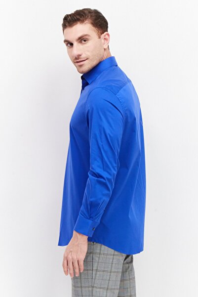 VAN HEUSEN Men Regular Fit Plain Long Sleeves Dress Shirt, Blue