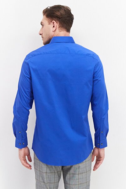 VAN HEUSEN Men Regular Fit Plain Long Sleeves Dress Shirt, Blue