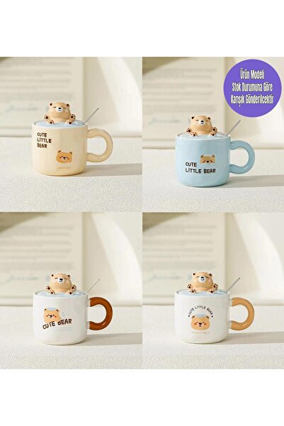Gift Moda Sevimli Ayıcık Figürlü Seramik Kupa Seti