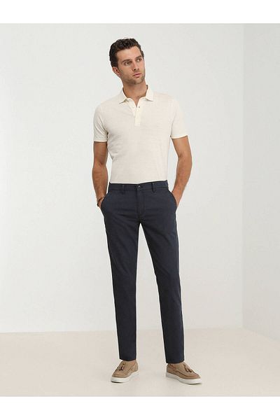 Kip Slim Fit Navy Blue Woven Casual Παντελόνι