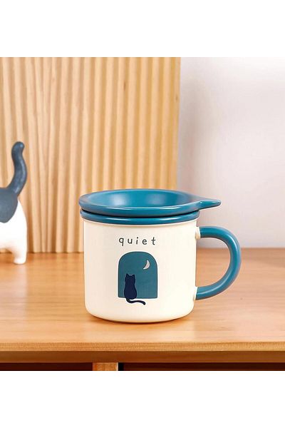 Gift Moda Minimalist Ceramic Mug with Cat Figure