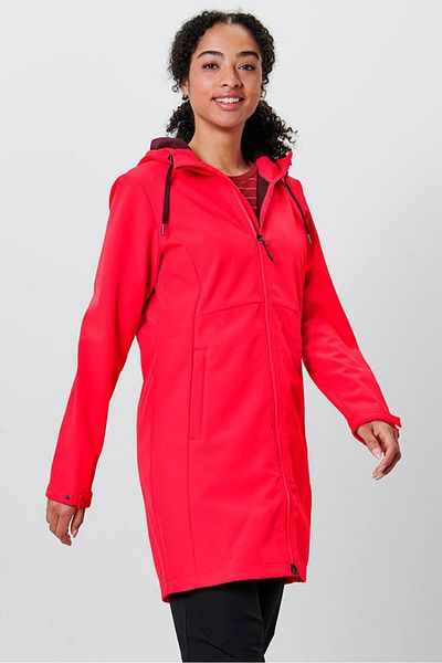 Tchibo Women Hooded Long Sleeve Plain Softshell Coat, Red