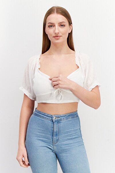 Asos Design Women Square Neck Short Sleeves Solid Top, White