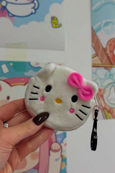 Köstebek White Hello Kitty Plush Coin Purse