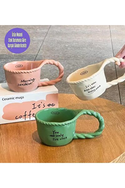 Gift Moda Motto El İşi Görünümlü Seramik Kupa