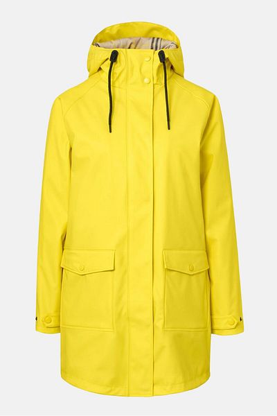 Tchibo Women Regular Fit Drawstring Plain Rain Jacket, Yellow