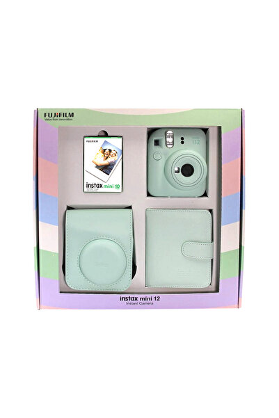 Fujifilm İnstax Mini 12 Fotoğraf Makinesi Askı Pil Çanta 10’lu Film Albüm Bundle Box