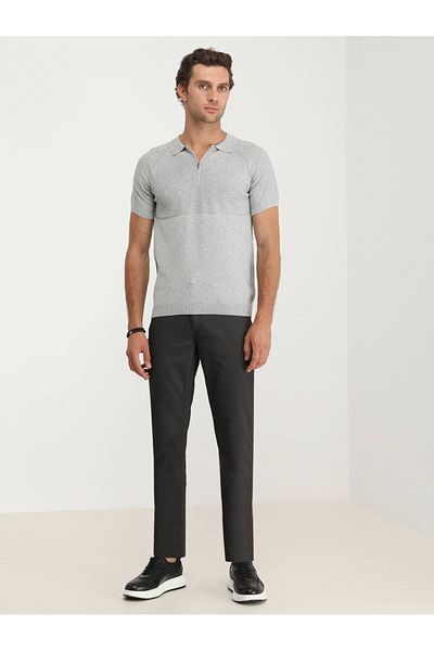 Kip Polo Neck Gray Jacquard Knitwear