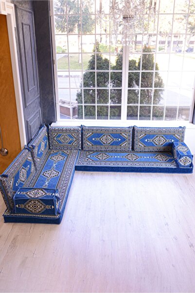 BAKIRÖZÜ HOME Şark Köşesi Takımı Konsepti Mavi Yahyalı Modeli Koltuk Takımı S...