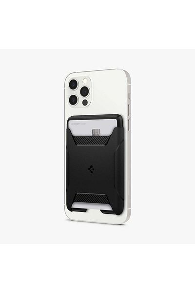 Spigen MagFit iPhone için MagSafe özellikli Kartlı Manyetik Cüzdan Rugged Armor Matte Black - AFA03363