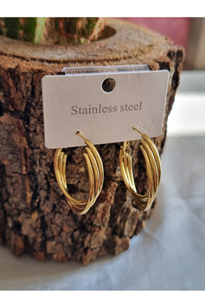Brassito Gold Colored Women's Steel Earrings - Spiral Ring, Non-Tarnish 316L